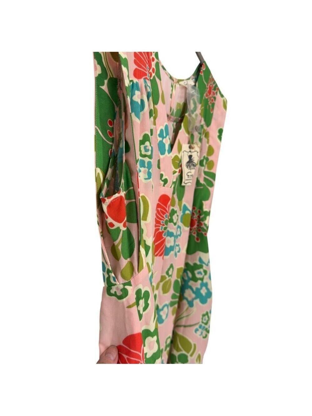 NWT Easel Los Angeles Sz L Floral Tropical Print Pink Blossom Maxi Dress NEW - Picture 8 of 11
